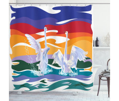 Happy Swan Couple Love Shower Curtain