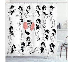 Woman Heart Tattoo Model Shower Curtain