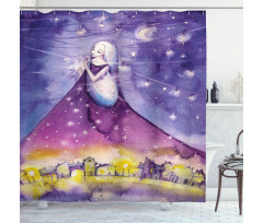 Night Stars Angel in Sky Shower Curtain
