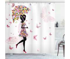 Floral Umbrella Dress Shower Curtain