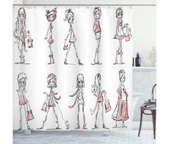 Cartoon Fashion Ladies Shower Curtain