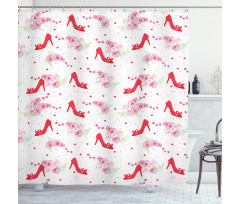 Fashion High Heels Flowers Shower Curtain