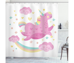 Unicorn with Star Rainbow Shower Curtain