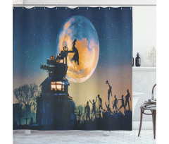 Moon Halloween Queen Shower Curtain