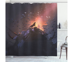 Howling Wolf on Rock Shower Curtain