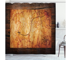 Antique Map Wooden Wall Shower Curtain