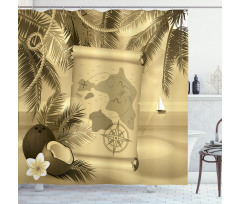 Sepia View of Island Shower Curtain