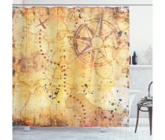 Antique Grunge Rusty Map Shower Curtain