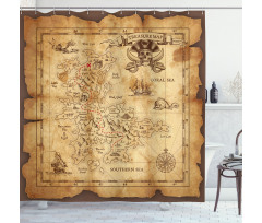 Old Paper Treasure Map Shower Curtain