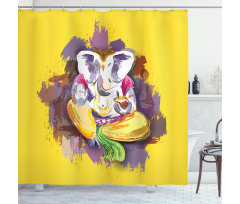 Elephant Figure Grunge Art Shower Curtain