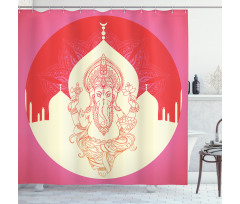 Elephant and Building Yoga Shower Curtain