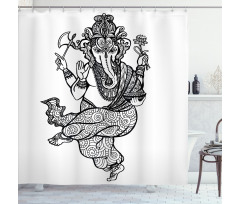 Dancing Elephant Sketch Shower Curtain