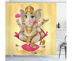 Ethnic Cute Kids Cartoon Shower Curtain