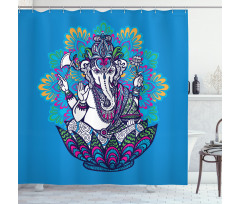 Elephant Mandala Pattern Shower Curtain
