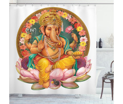 Elephant Figure in a Lotus Shower Curtain