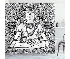 Third Eye Mandala Sketch Shower Curtain