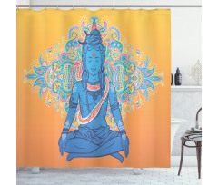 Asian Meditation Ancient Motif Shower Curtain