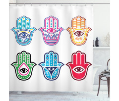 Colorful Hand Third Eye Shower Curtain