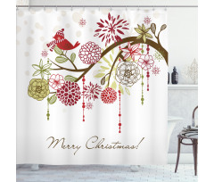 Red Bird Floral Tree Shower Curtain