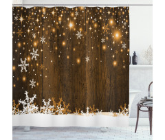 Wood and Snowflakes Shower Curtain