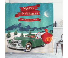 Santa in Classic Car Shower Curtain