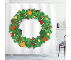 Evergreen Wreath Art Shower Curtain