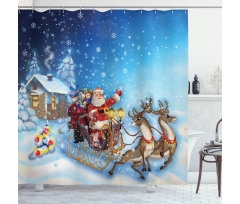 Santa in Sleigh Toys Shower Curtain