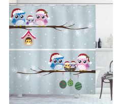 Owls with Santa Hats Shower Curtain