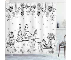 Tree Reindeer Santa Shower Curtain