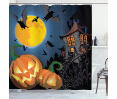 Moon Pumpkin Shower Curtain