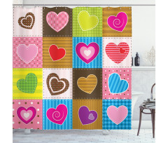 Love Heart Patchwork Shower Curtain
