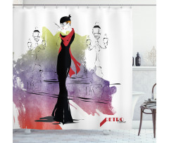 Fashion Lady on Street Shower Curtain