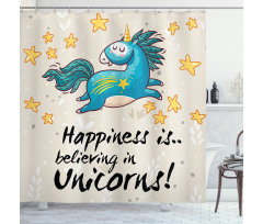 Words Happiness Kids Shower Curtain