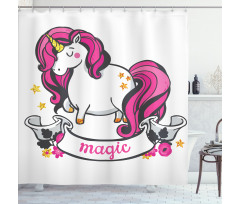 Unicorn with Pink Hair Shower Curtain