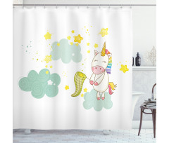 Unicorn Fairies Print Shower Curtain