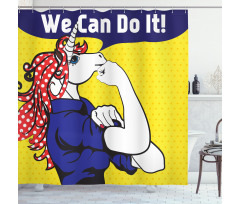 Unicorn with Polka Dot Shower Curtain