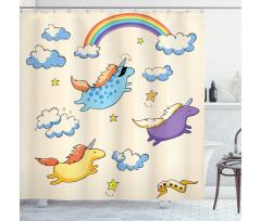 Pastel Flying Pony Art Shower Curtain