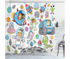 Space Kids Rocket Shower Curtain