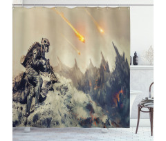 Technology Aliens Theme Shower Curtain