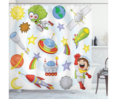 Kids Outer Space Earth Shower Curtain