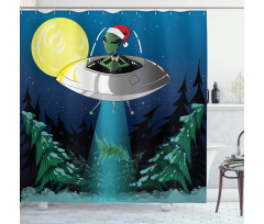 Alien Christmas Art Shower Curtain