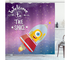 Spaceship Alien Kids Shower Curtain