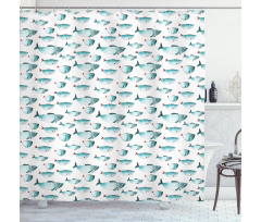 Watercolor Marine Animal Shower Curtain