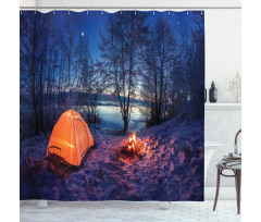 Night Camping Adventure Shower Curtain