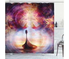 Dragon Head Boat Violet Shower Curtain