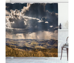 Fluffy Clouds Mountains Shower Curtain