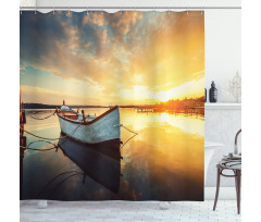 Sunset at Harbor Boat Shower Curtain