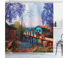 Old Fishing Village Shower Curtain
