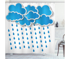 Puffy Clouds Rainy Day Shower Curtain