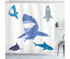Grunge Sharks Wildlife Shower Curtain